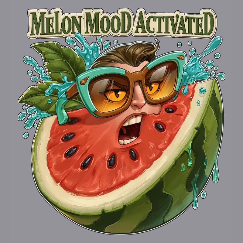 Visage drôle de pastèque activé par l’humeur de melon
