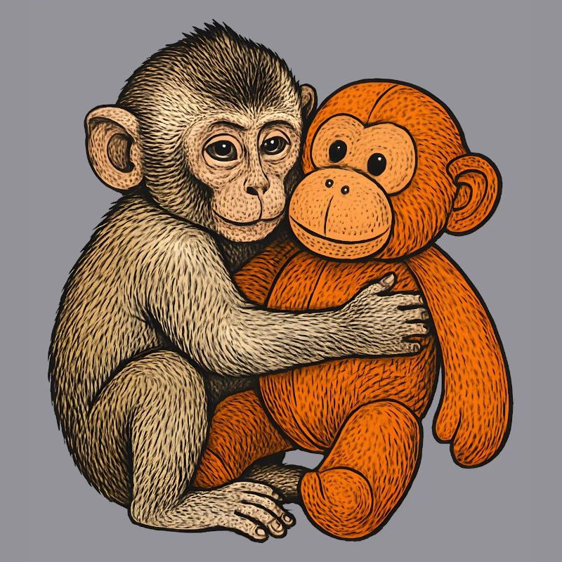 Cuddle buddy monkey and orang