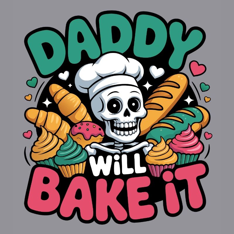 Daddy Will Bake It. Funny Skeleton Baker Design