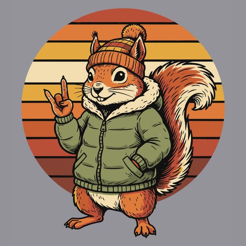 Cool Squirrel - Winter Retro Design