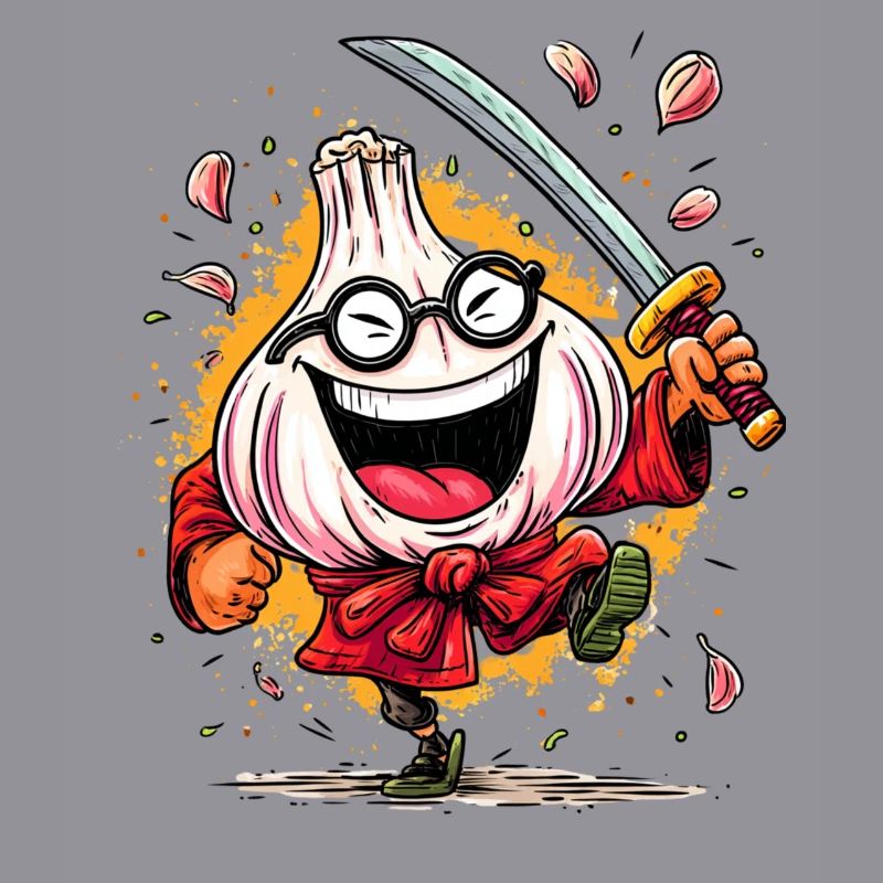 Furchtloser Knoblauch Samurai Heldencharakter