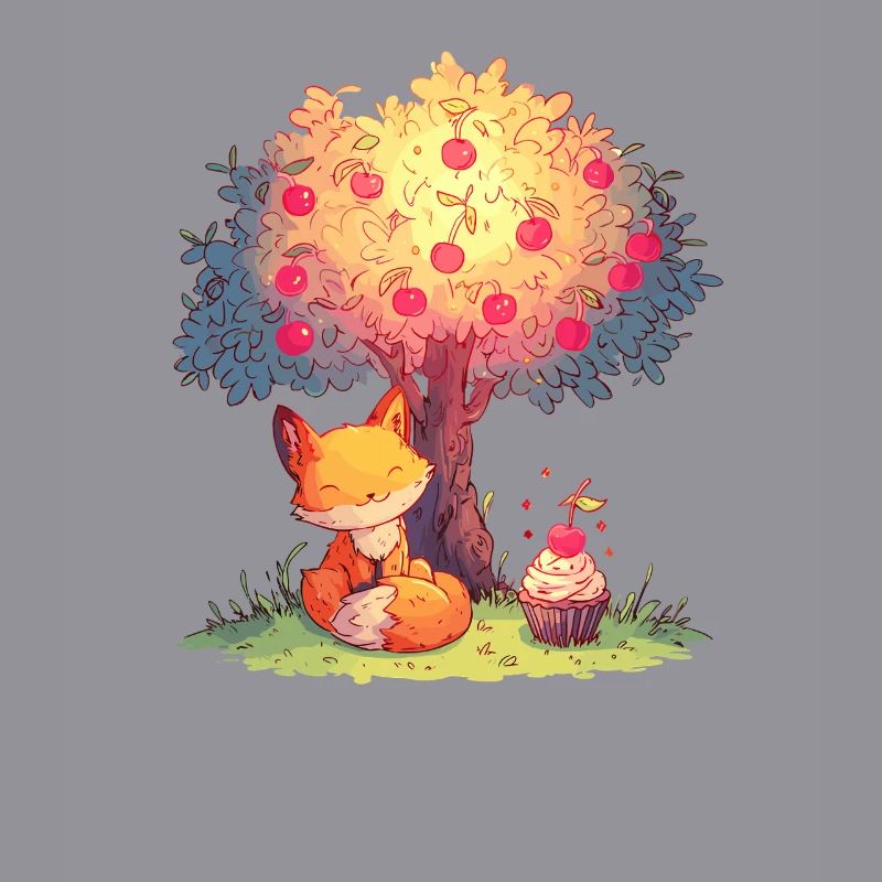 Fuchs am Apfelbaum mit Cupcake