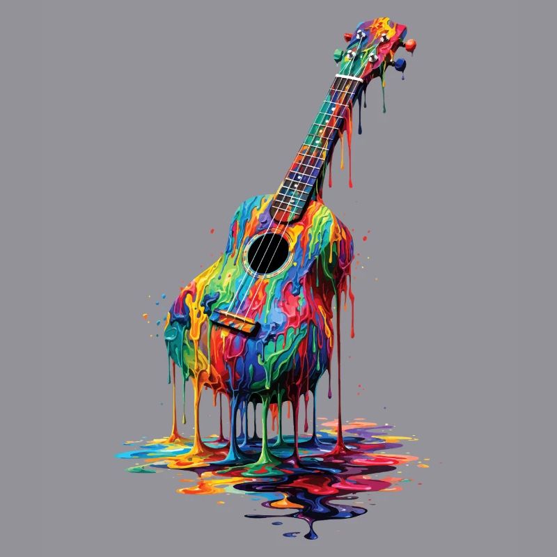 Ukulele with dripping paint