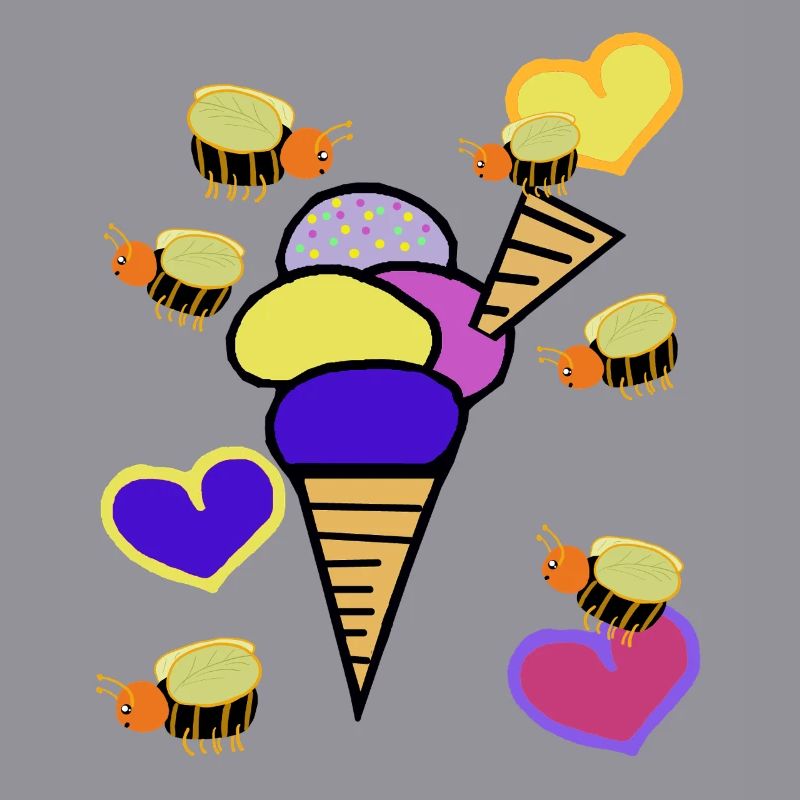 Retro Eis Eiskrem Eiscreme Bienen