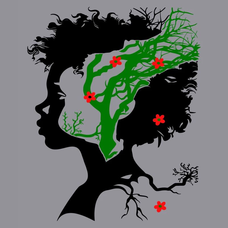 Abstrakter Baum mit Blüten