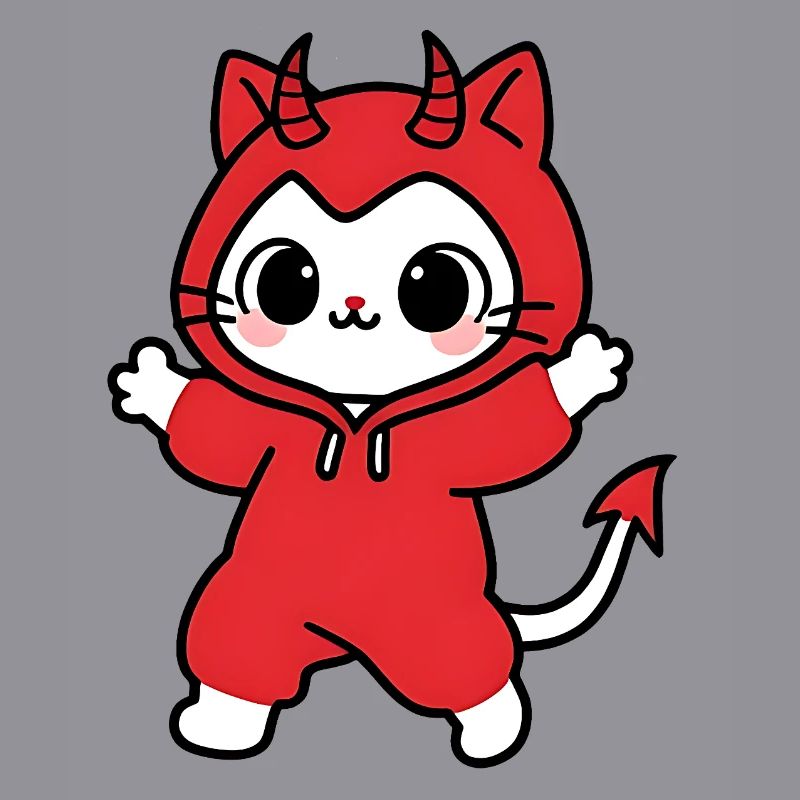 Cat Devil Kapuzenpullover Rot