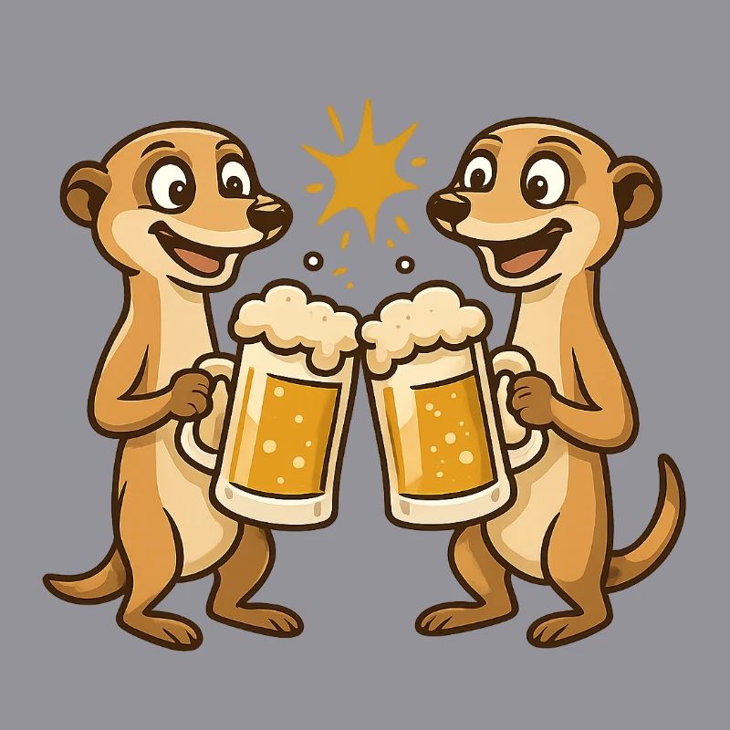 Fröhliche Ottern mit Bier
