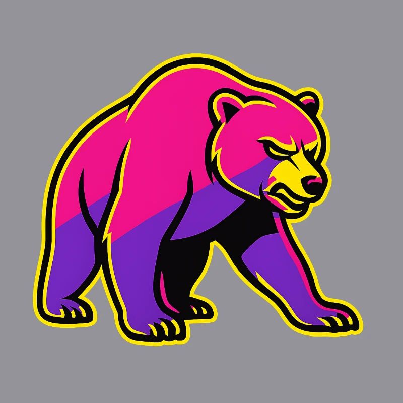 Neon Bär mit Kraft 