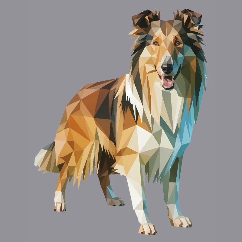 Border Collie - Cool Low Poly  Logo