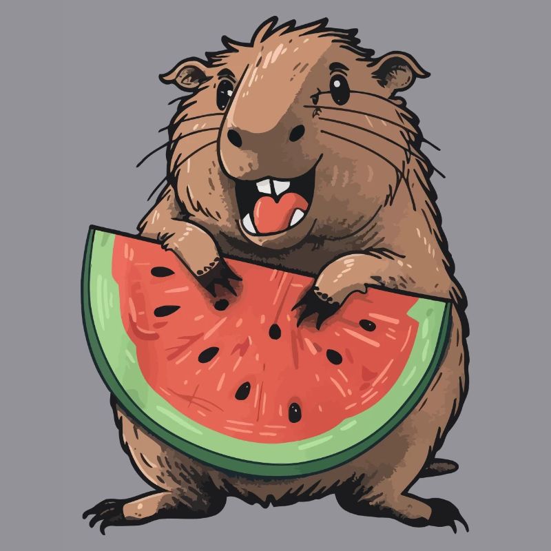Capybara mangeant de la pastèque