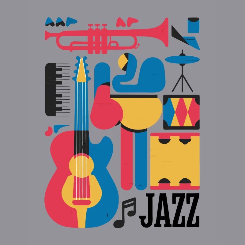 Happy Musical Notes and Instruments Illustration