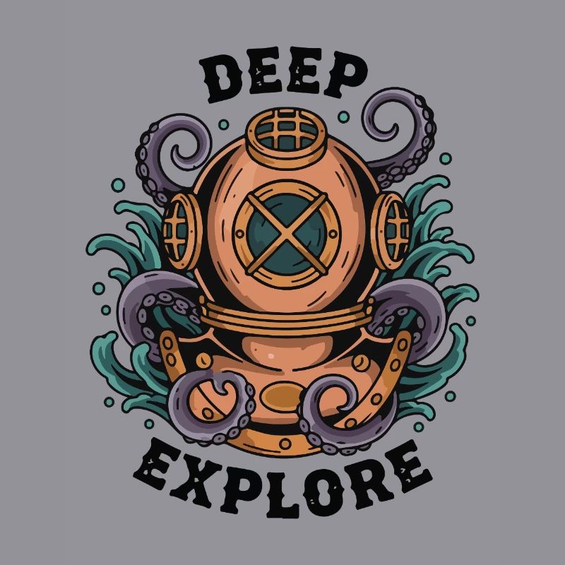 Vintage Diving Bell Deep Explore Octopus