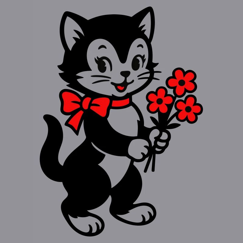 Chat noir avec ruban rouge
