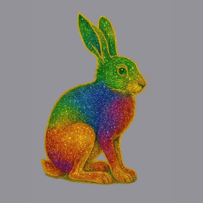 Rainbow bunny with glitter effect