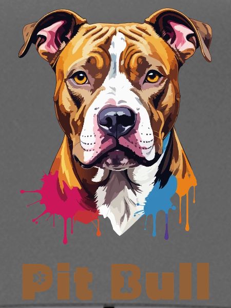 Pitbull Portrait mit Farbspritzern