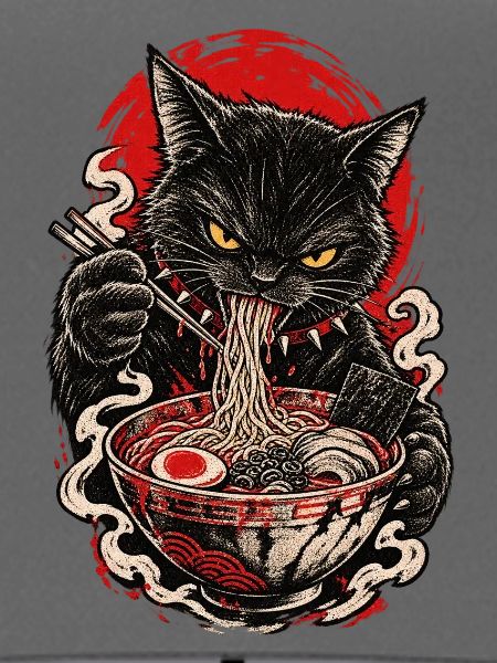 Brennende Ramen-Katze