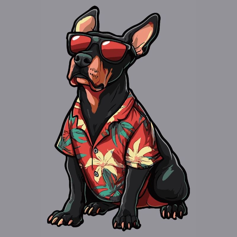 Dobermann Hund Comic Urlaub