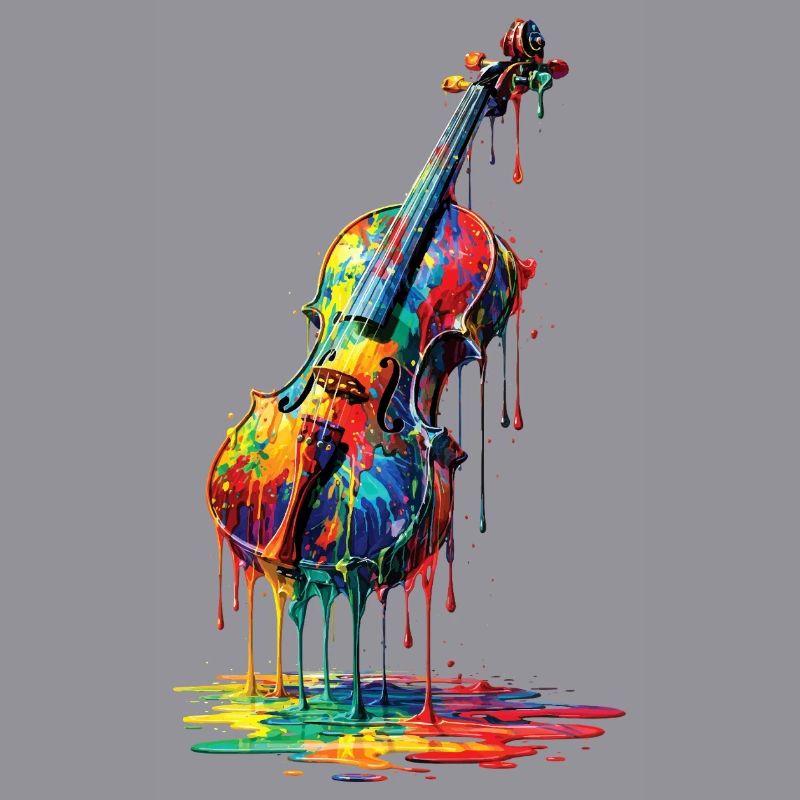 Violon avec de la peinture qui goutte