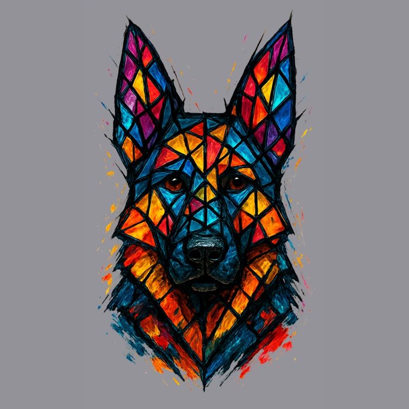 Deutscher Schäferhund Buntglaskunst