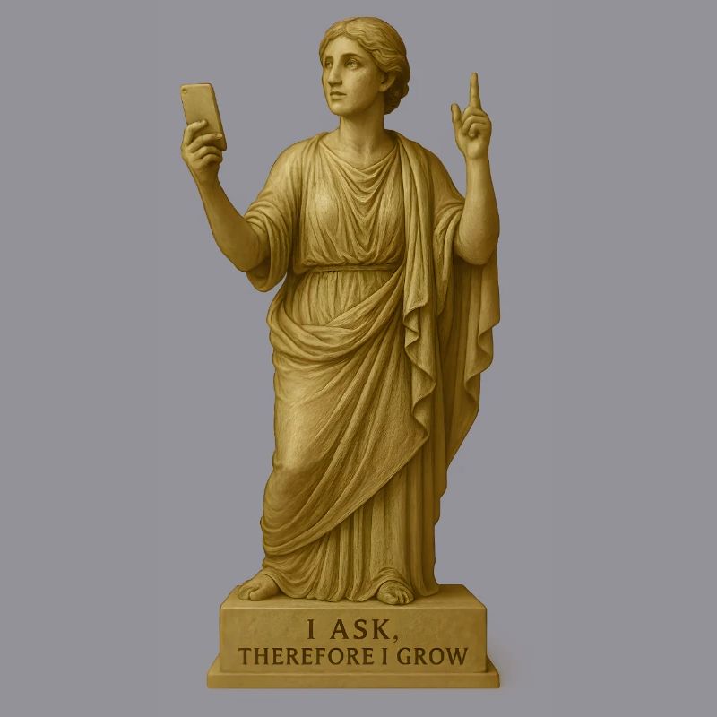 Ancient Philosopher Statue with Message