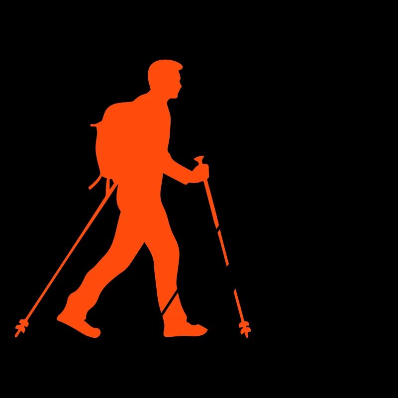 Silhouette d’homme de marche nordique