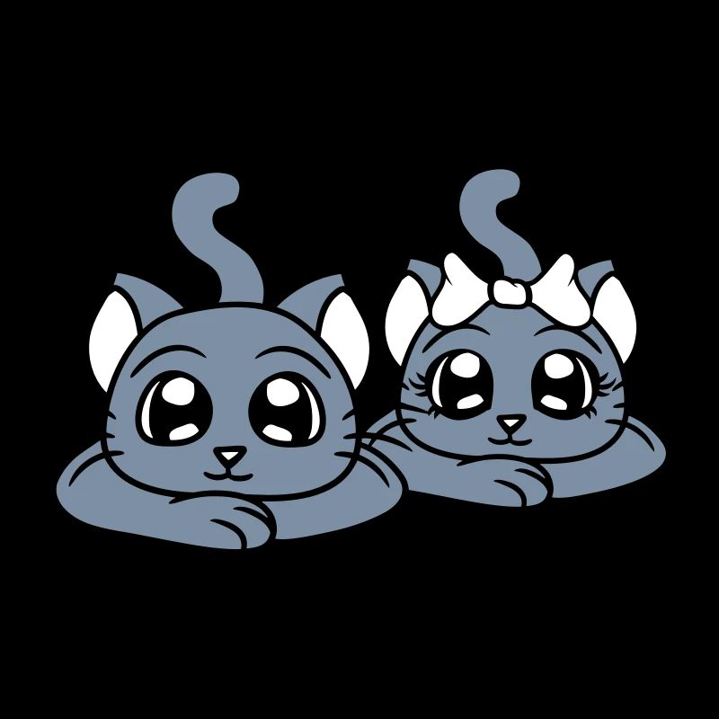 Zwei Katzen Paar 2 Romantisches verliebtes Pärchen