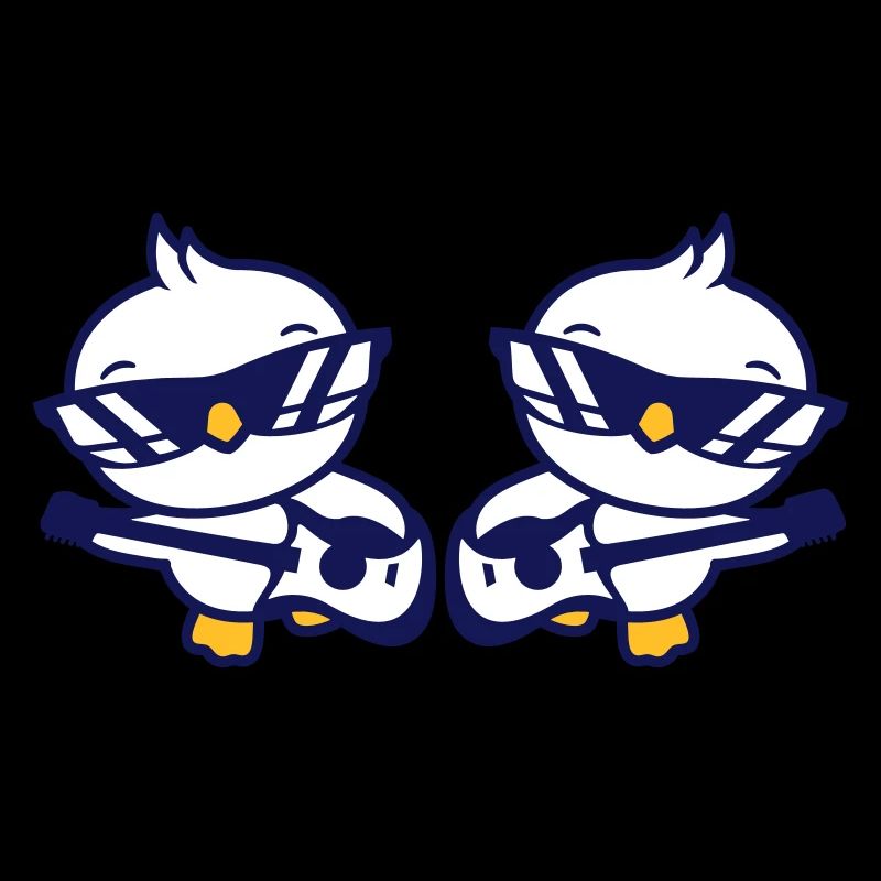 2 Chicks Birds Ducks Ribbon Cute Two Friends Team