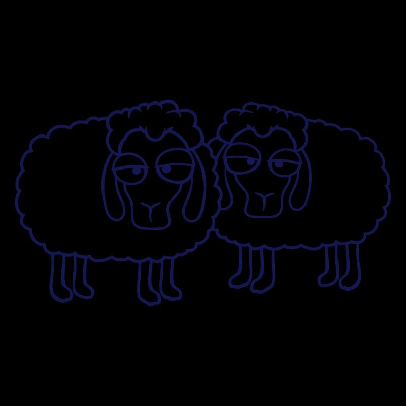 2 moutons fatigués ennuyés look équipe de moutons mignon