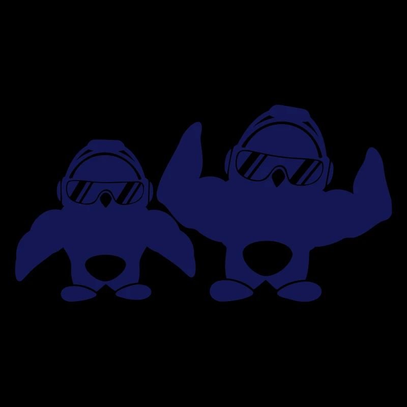 2 Pinguine Bodybuilder Sonnenbrille Kopfhörer Team
