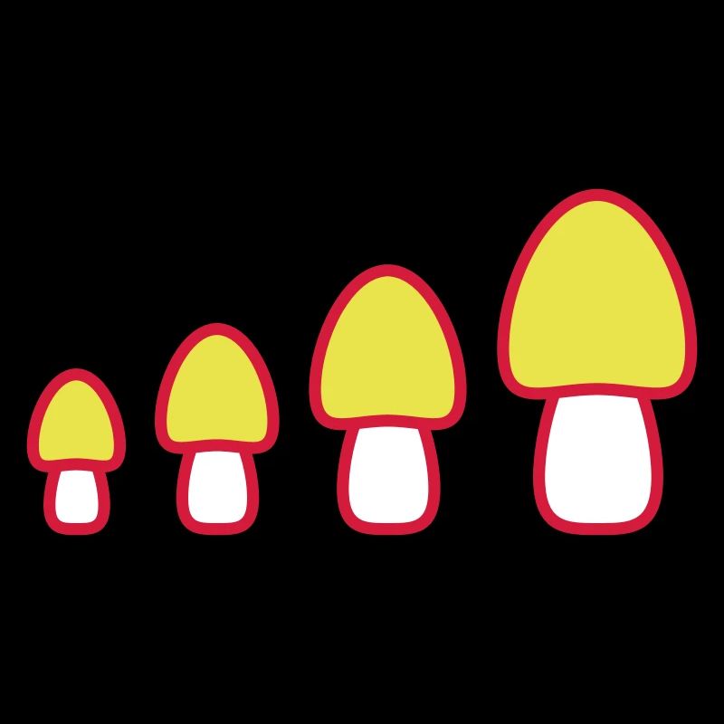 Beaucoup de champignons jaunes 4 petits grands rangs quatre champignons