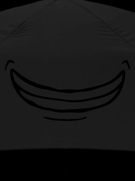 Comic wide exuberant grin