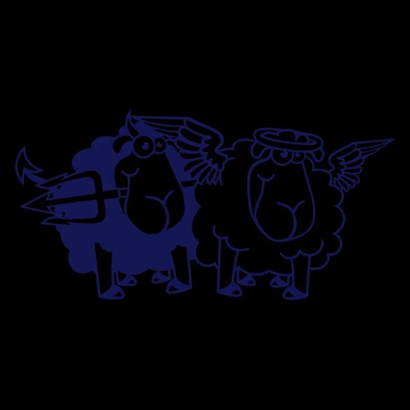 2 Mouton Ange Diable Satan Enfer Mal Paradis Bien