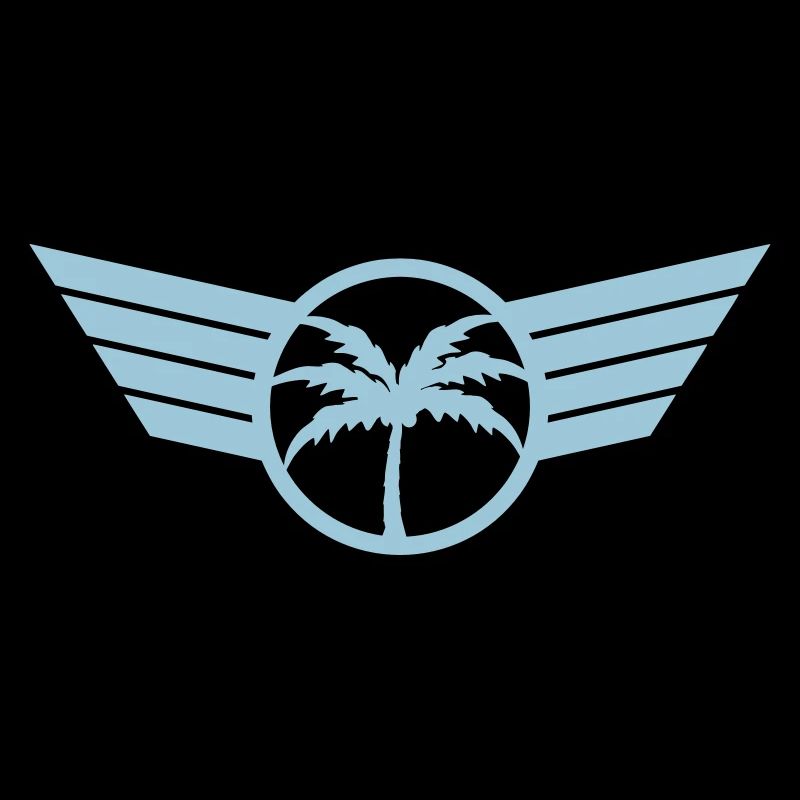 Palm Tree Logo Wing Crest Emblem Symbol Sun Blue