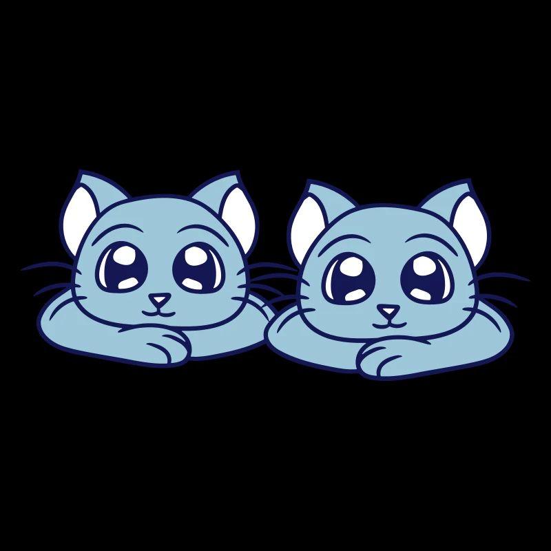 Two Happy Cats 2 Friends Couple Team Couple