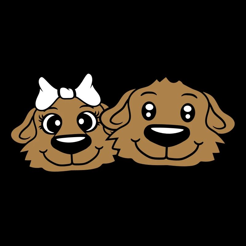 2 Équipe de chiens Deux amis Amour Couple Amoureux