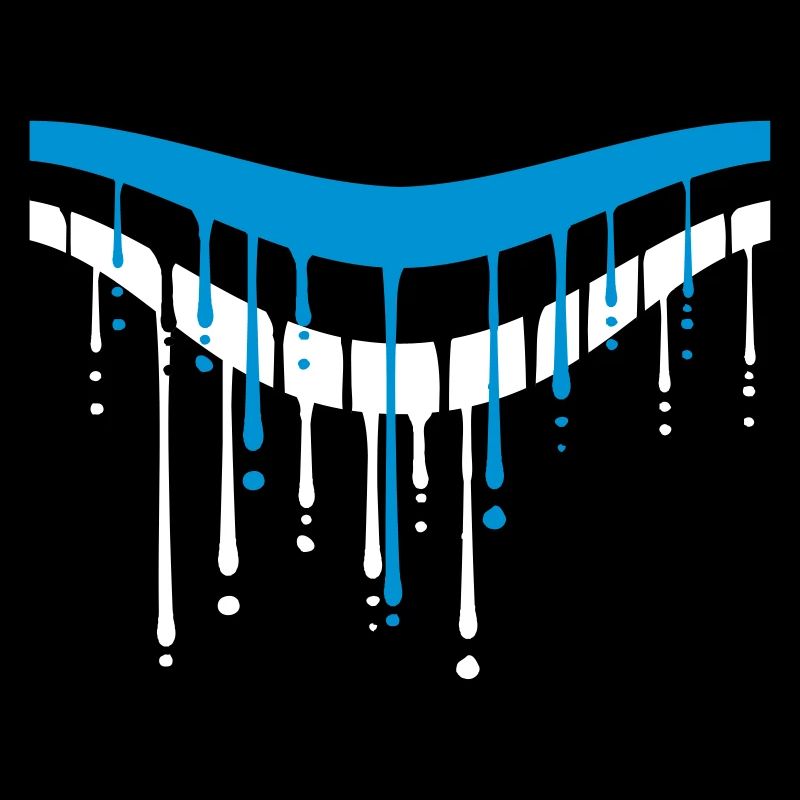 Estonia white black blue drop graffiti brush