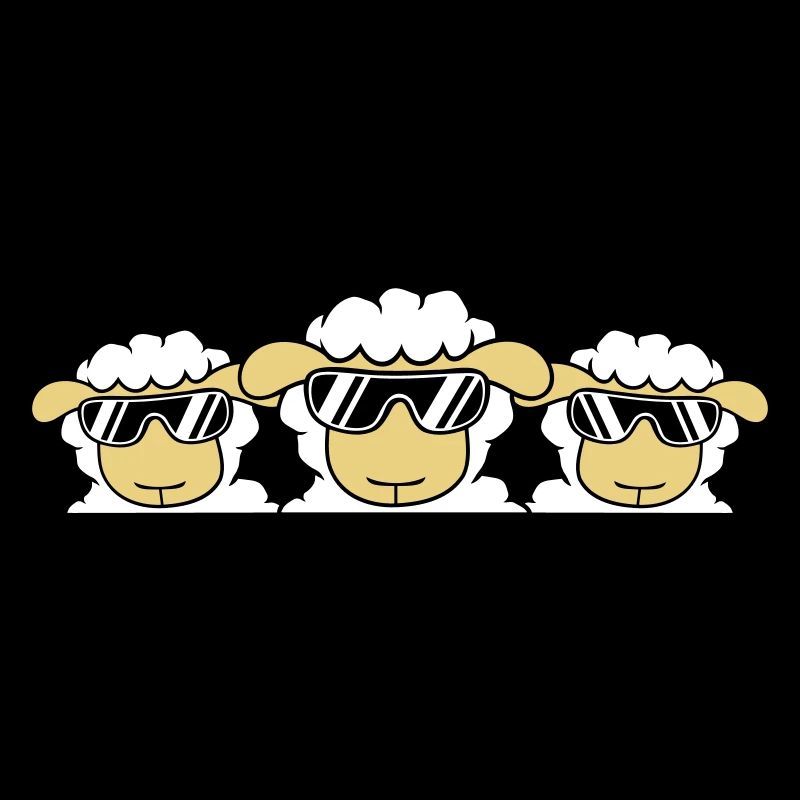 3 DJ mouton derrière la clôture mur lunettes de soleil amis
