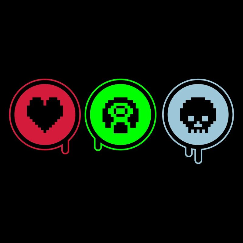 Amour, Rétro, Mort | Impression couleur librement sélectionnable!