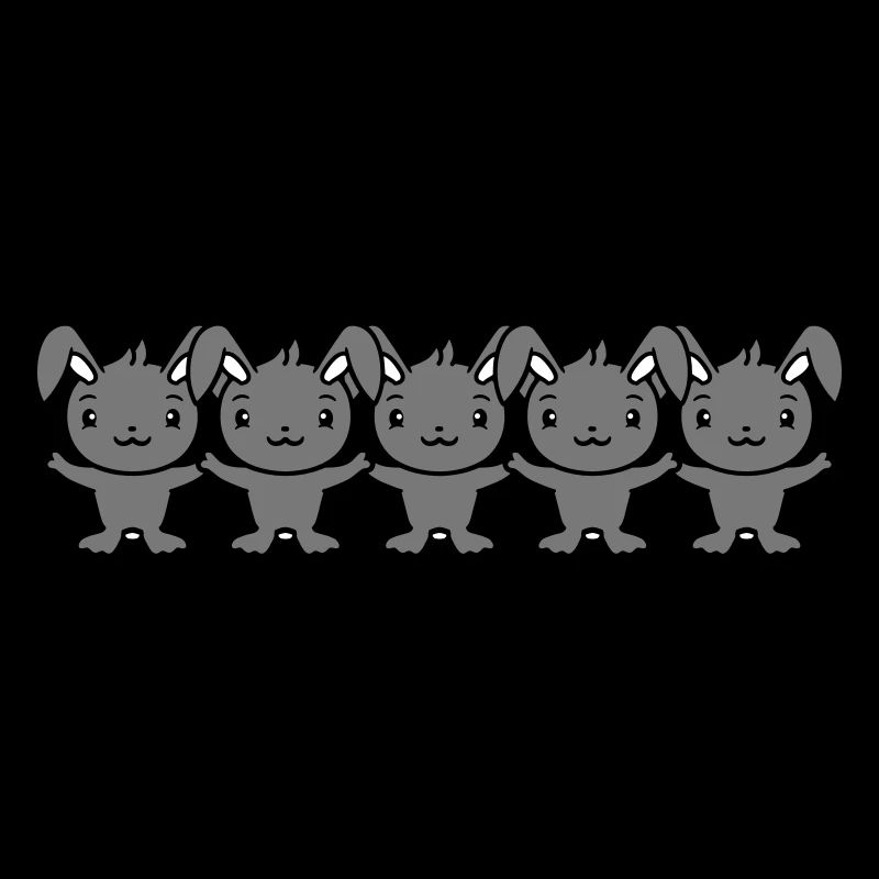 5 Bunnies Five Friends Team Crew Human Chain Hands