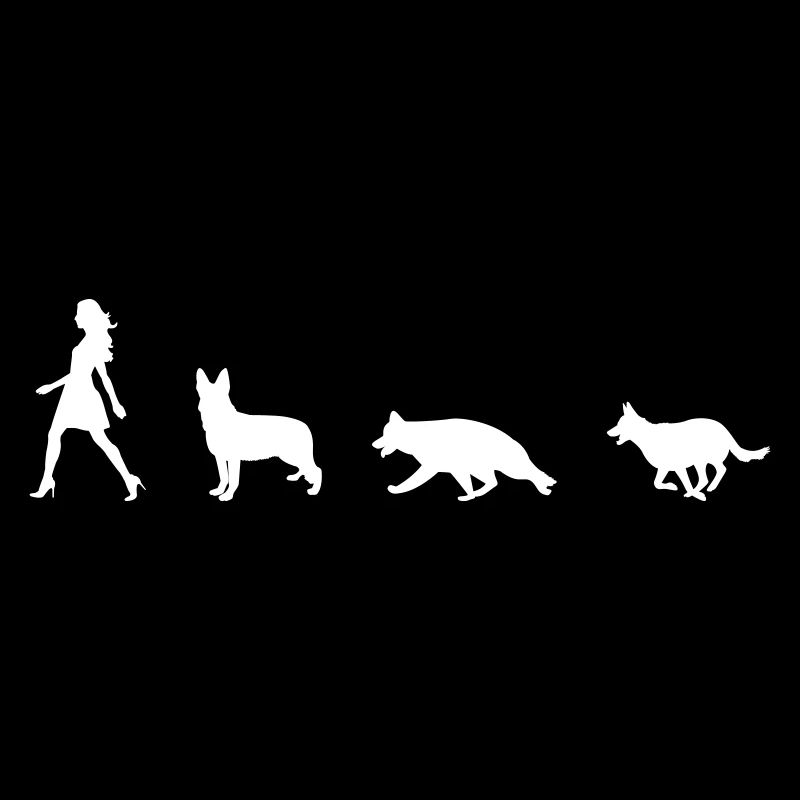 Frau mit Hunde Followern lustiger Hund Silhouette
