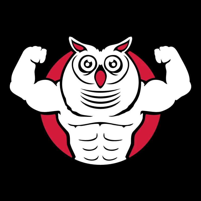Owl Bodybuilder Muscles Biceps Poses Gym Rat Cool