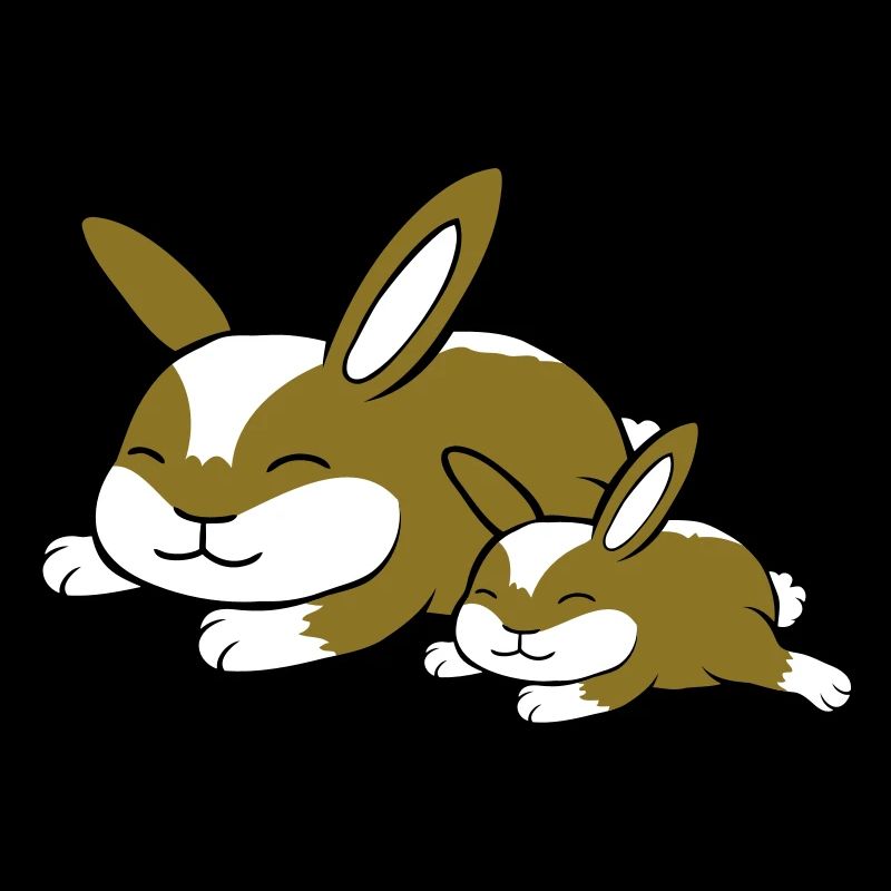 2 bunnies sleeping dad mom child mother lying tired