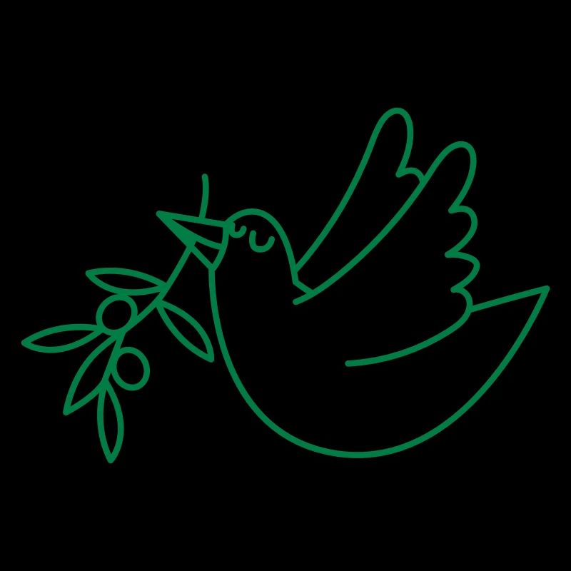 Happy dove with an olive branch