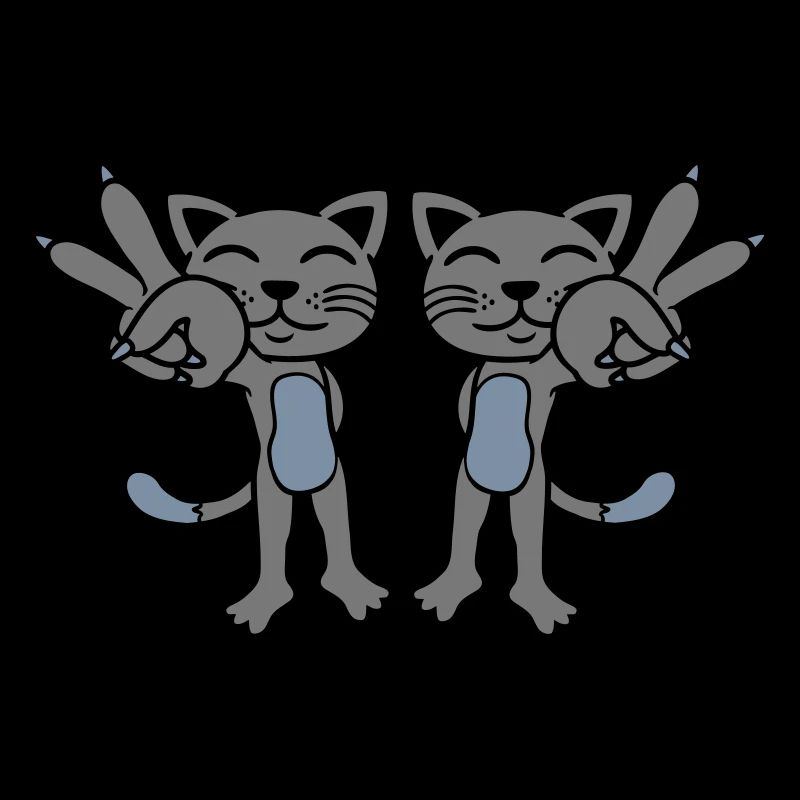 2 Chats Signe de paix