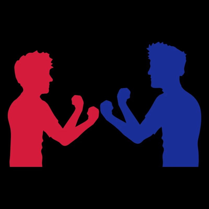rot blau 2 feinde freunde team paar duell boxen ka