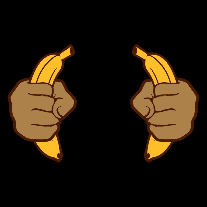 2 mains de banane mangeant une banane pour garder la faim délicieuse