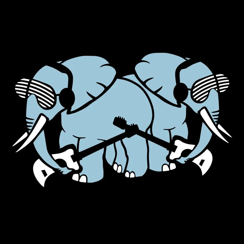 2 éléphants deux amis guitare jouer équipe de groupe
