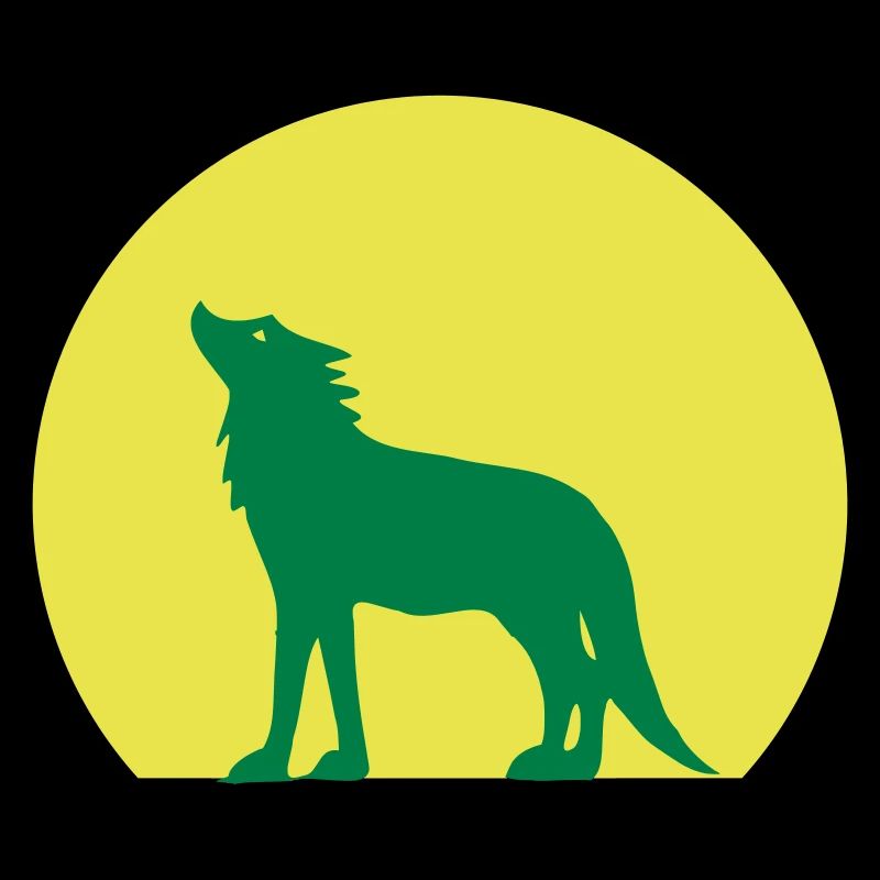 Silhouette Wolf und Mond