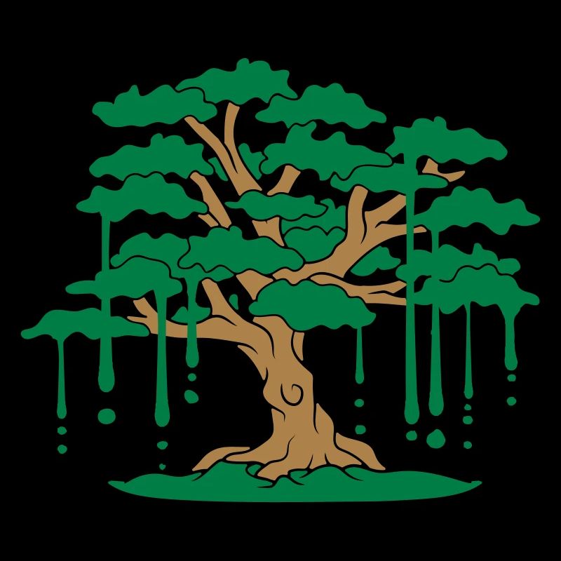 tropfen graffiti wald comic blaetter aeste baum ga