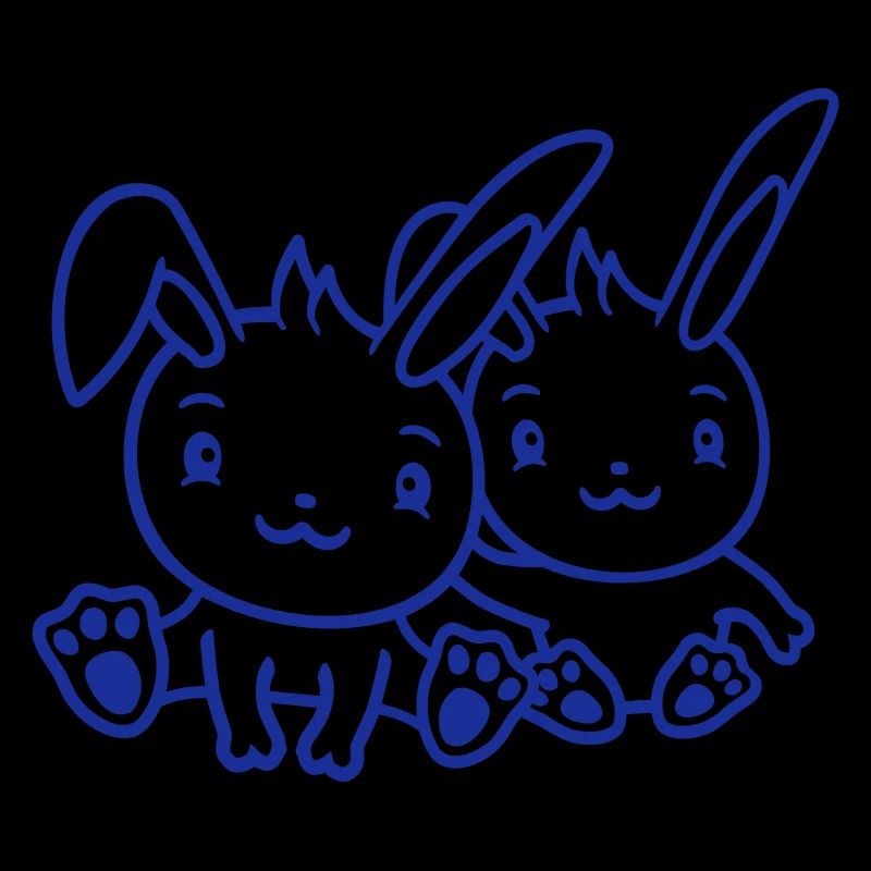 2 Lapins Deux Amis Équipe Équipage Couple Heureux Mignon